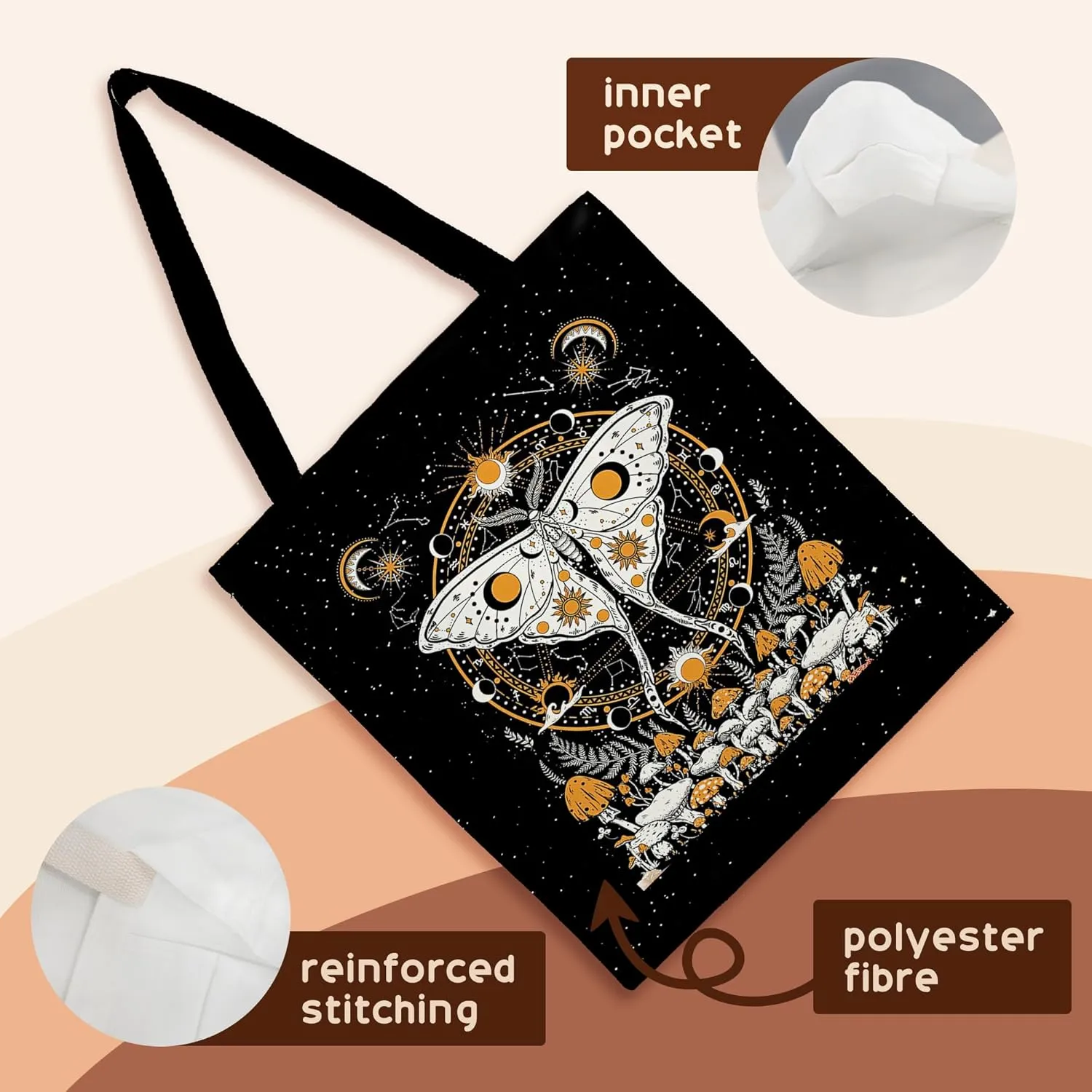 Kunlisa Dead Moth Tote - Goth Bag for Women