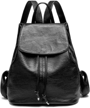 Ladies Casual Large Capacity Multifunctional Double Shoulder Backpack Portable Women's Travel Leather Backpacks (Black)