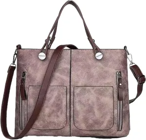 Ladies Vintage Leather Shoulder Bag, Faux Leather Work Bag, Spacious PU Tote Bag, Perfect for Everyday Essentials