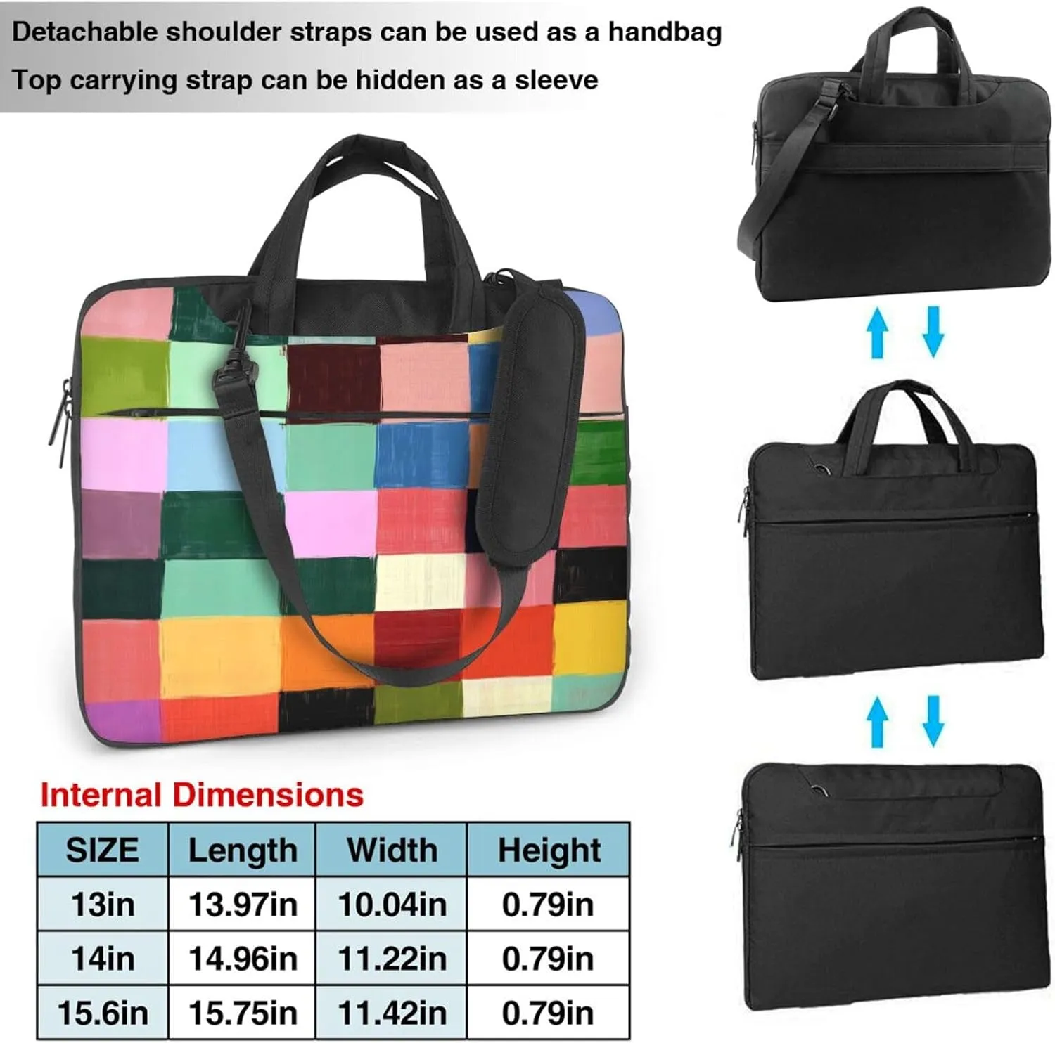 Laptop Bag Case Colorful Rainbow Plaid Computer Messenger Shoulder Bag Laptop Sleeve Briefcase