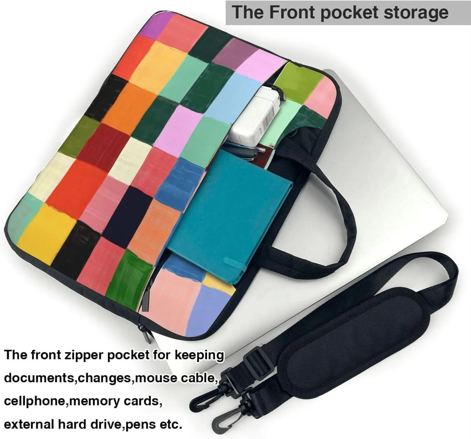 Laptop Bag Case Colorful Rainbow Plaid Computer Messenger Shoulder Bag Laptop Sleeve Briefcase