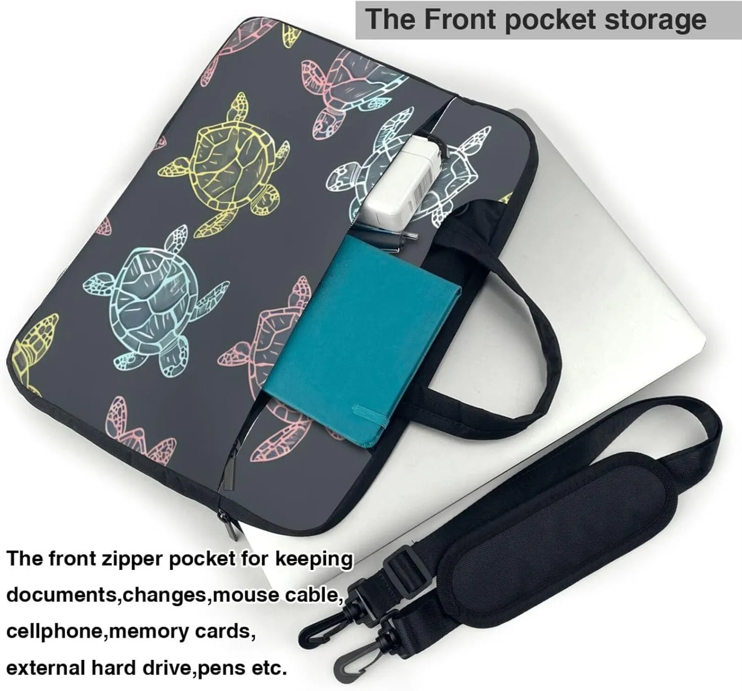 Laptop Bag Case Colorful Sea Animal Turtle Computer Messenger Shoulder Bag Laptop Sleeve Briefcase