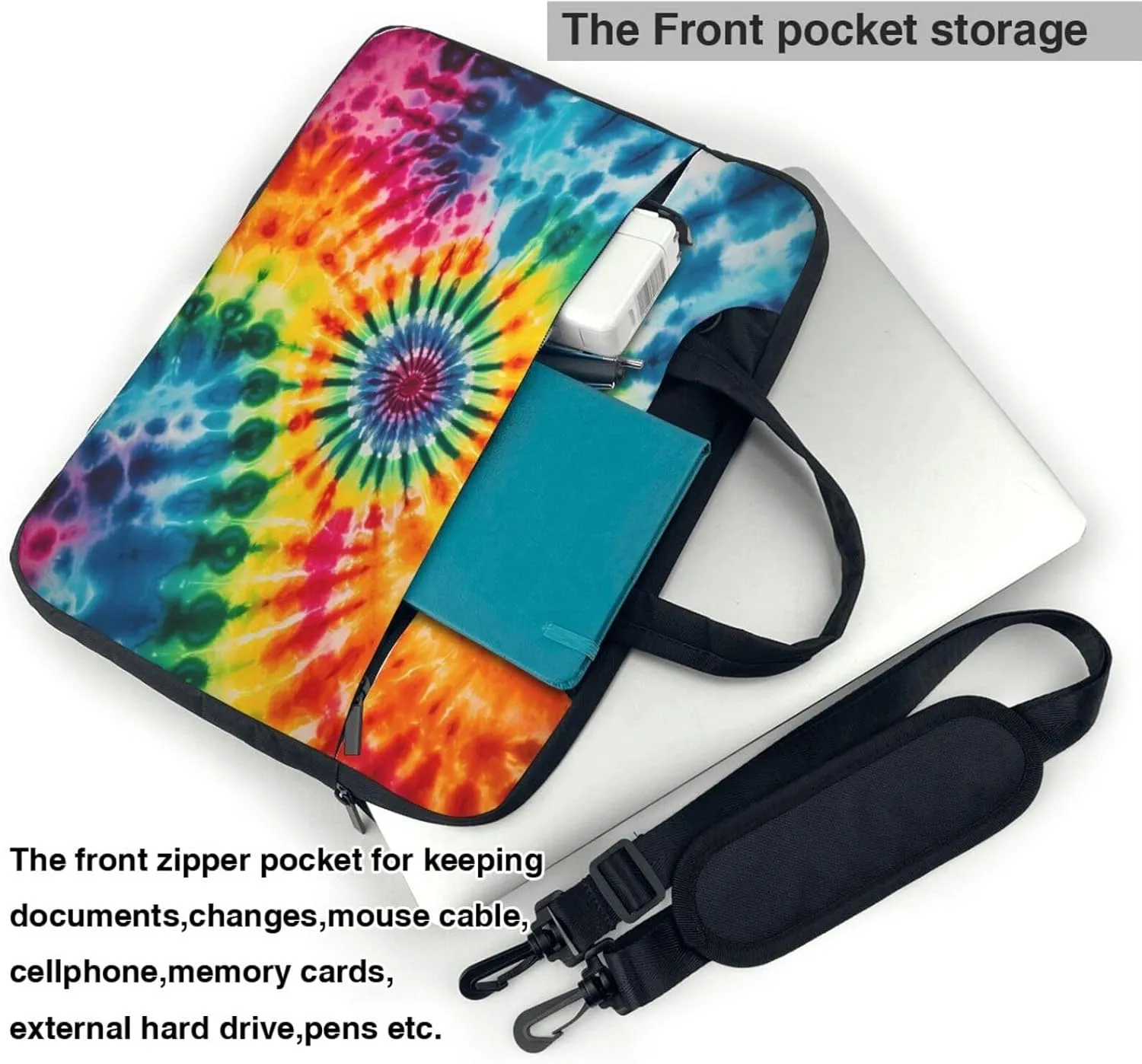 Laptop Bag Case Colorful Tie Dye Computer Messenger Shoulder Bag Laptop Sleeve Briefcase