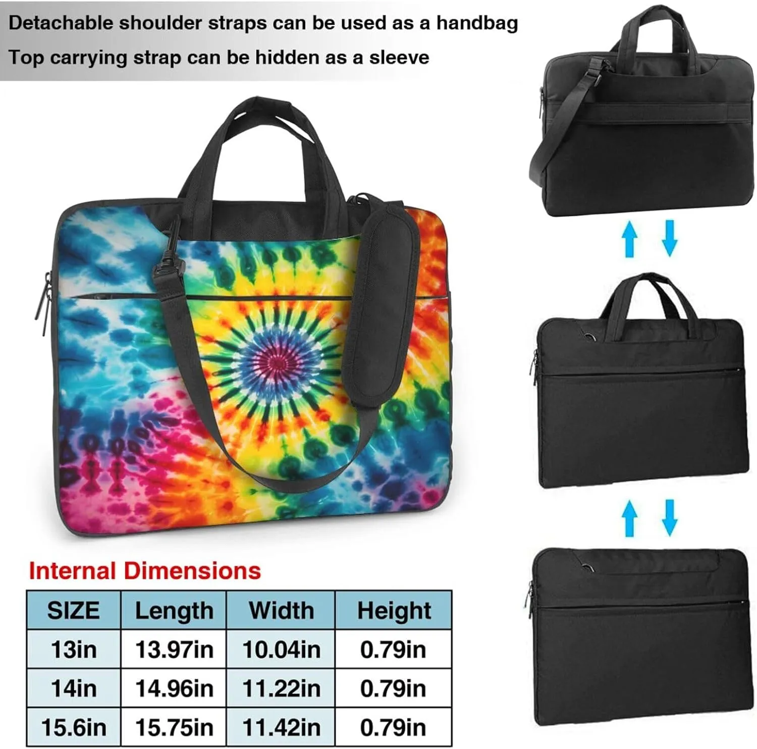 Laptop Bag Case Colorful Tie Dye Computer Messenger Shoulder Bag Laptop Sleeve Briefcase