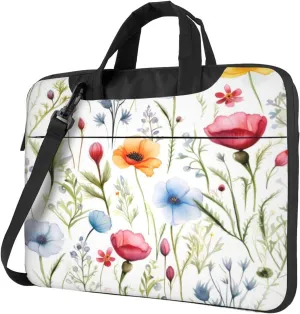 Laptop Bag Case Colorful Wildflower Floral Computer Messenger Shoulder Bag Laptop Sleeve Briefcase