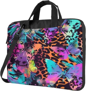Laptop Bag Case Neon Colorful Butterfly Leopard Computer Messenger Shoulder Bag Laptop Sleeve Briefcase