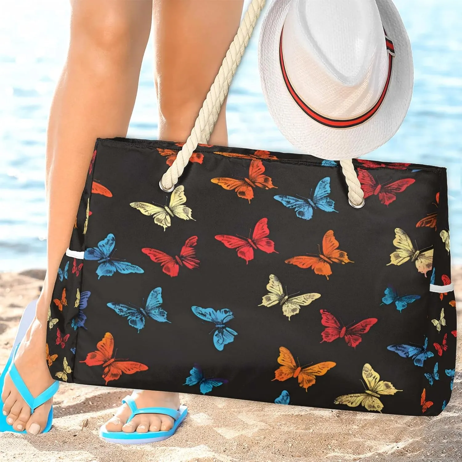 Large Beach Bags for Women with Zipper Beach Tote Bag Waterproof Sandproof Gym Swim Pool Grocery Travel Bag