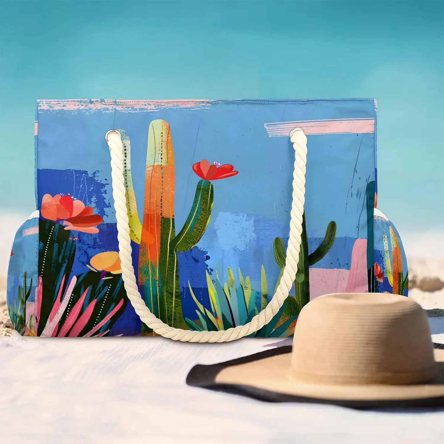 Large Beach Bags for Women with Zipper Beach Tote Bag Waterproof Sandproof Gym Swim Pool Grocery Travel Bag