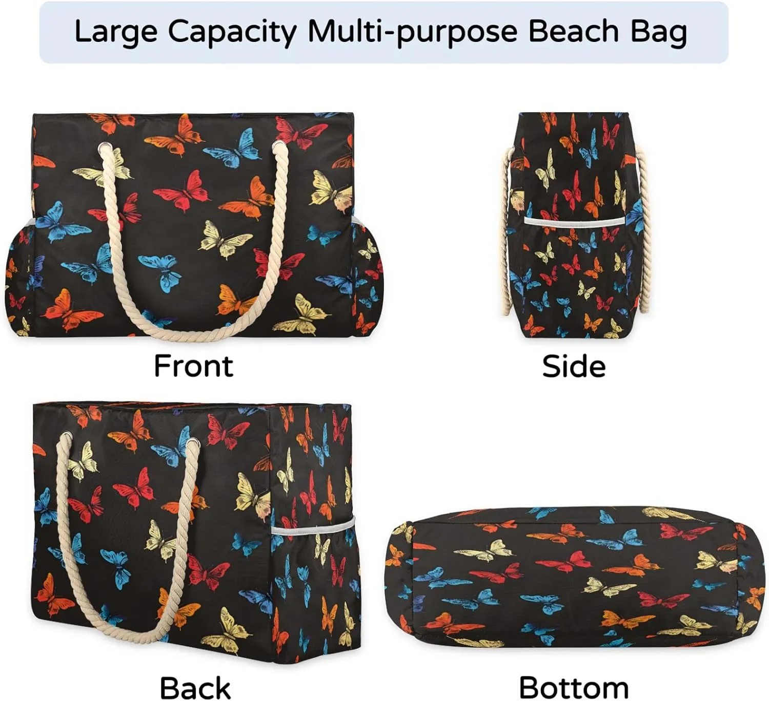 Large Beach Bags for Women with Zipper Beach Tote Bag Waterproof Sandproof Gym Swim Pool Grocery Travel Bag