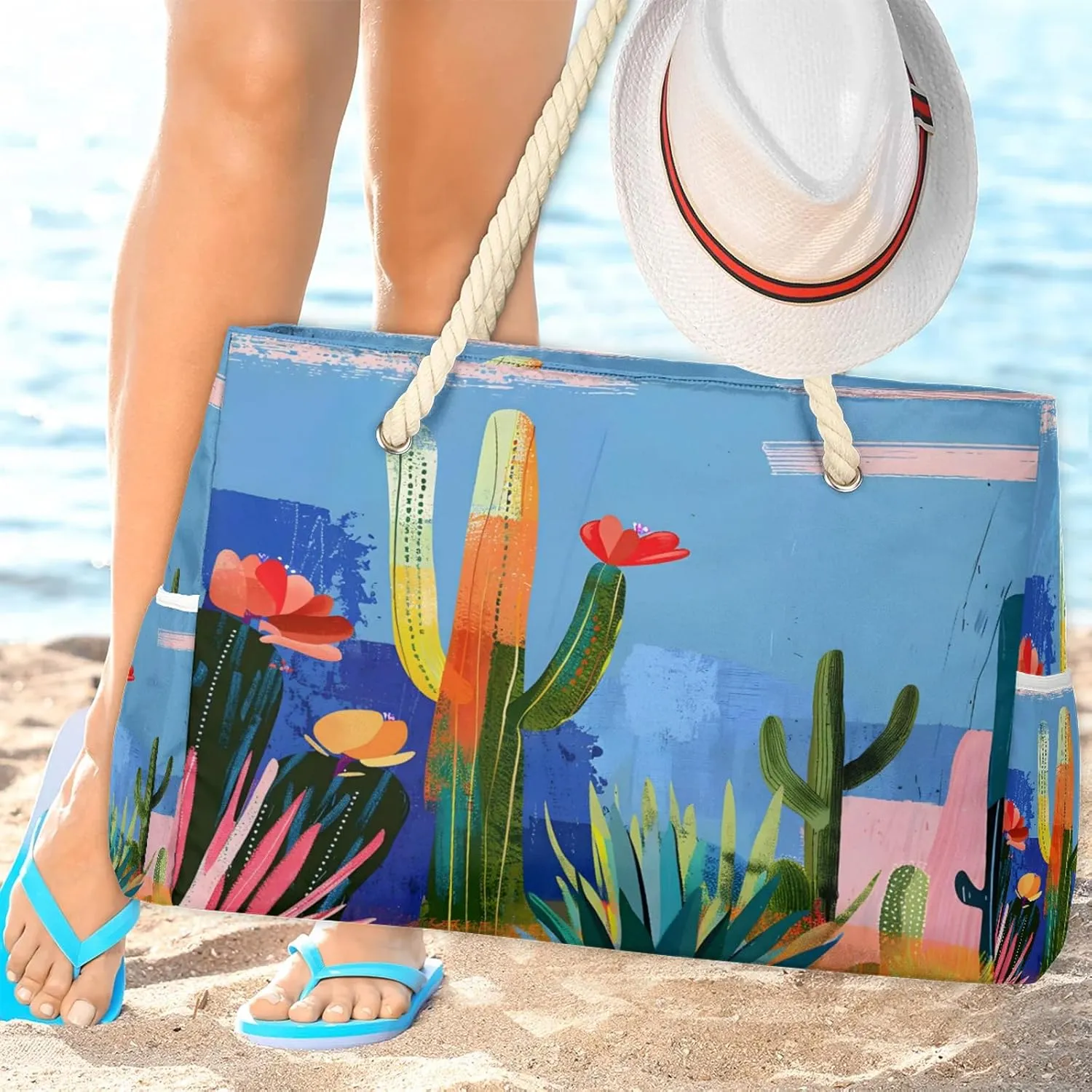 Large Beach Bags for Women with Zipper Beach Tote Bag Waterproof Sandproof Gym Swim Pool Grocery Travel Bag