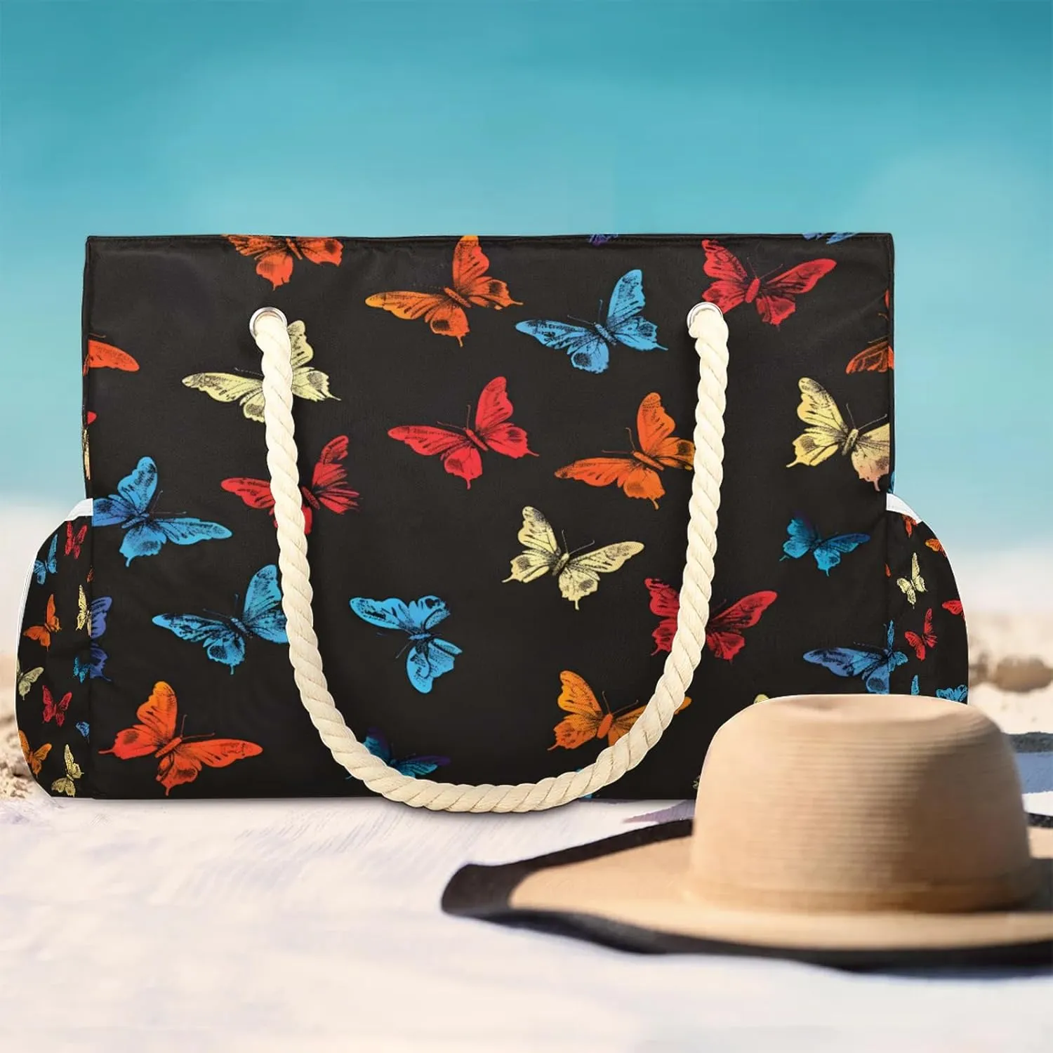 Large Beach Bags for Women with Zipper Beach Tote Bag Waterproof Sandproof Gym Swim Pool Grocery Travel Bag