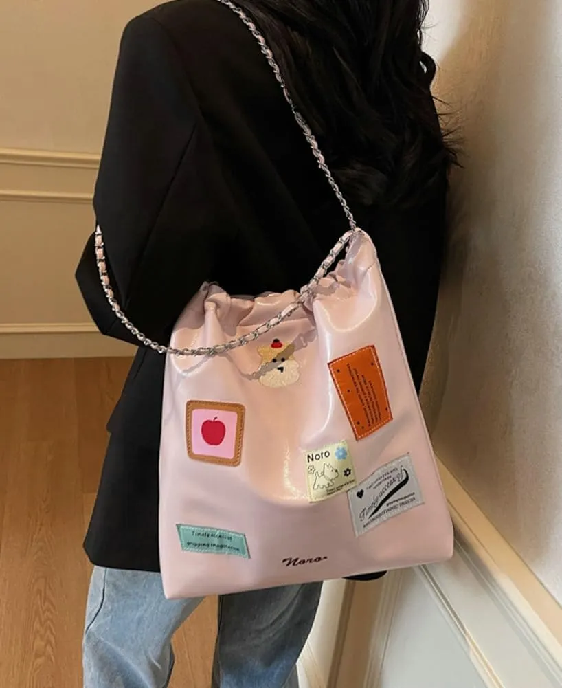 Large Hobo Bags for Women Trendy Cute Tote Bag Aesthetic Designer Purses for Women PU Leather Shoulder Bag with Chain