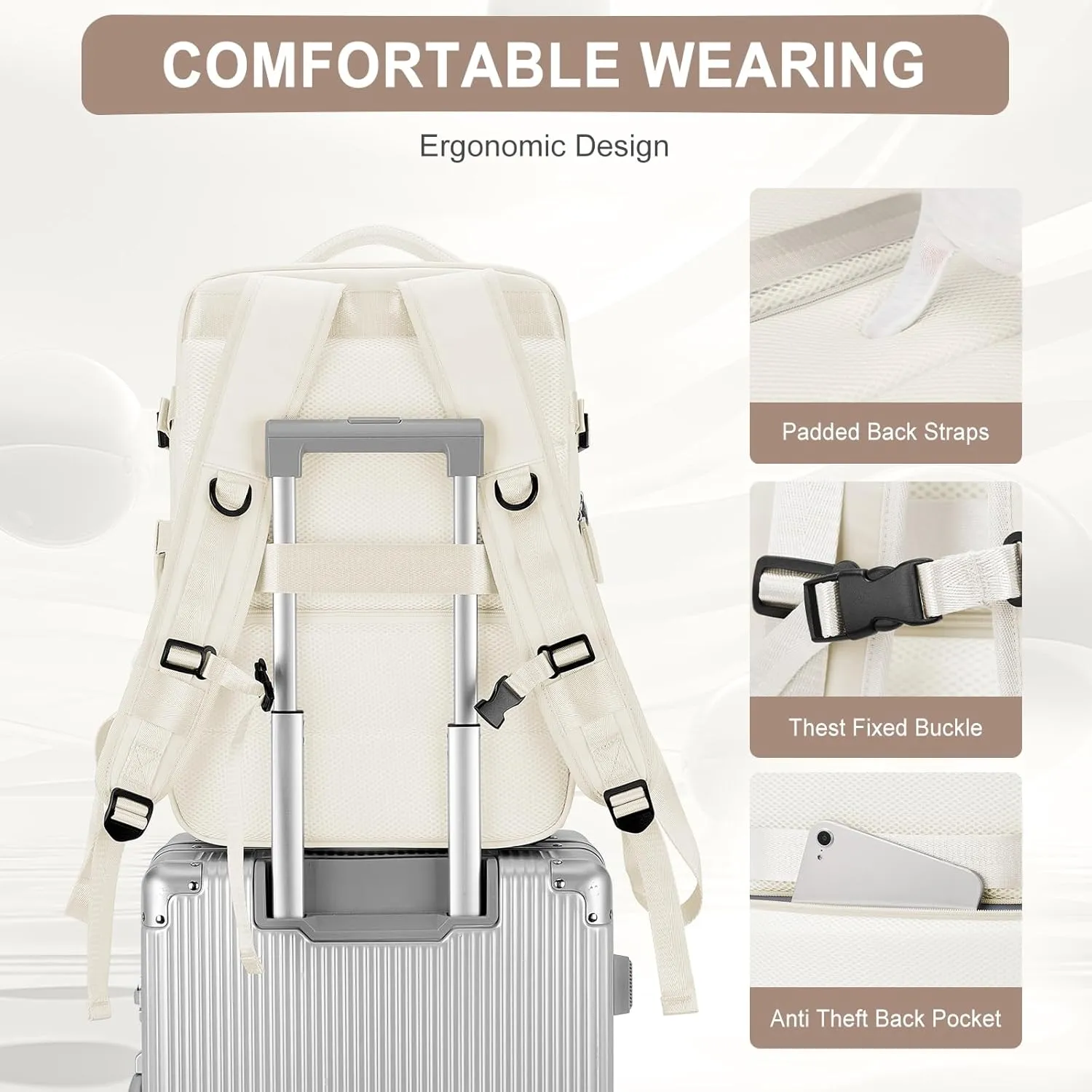 Large Travel Backpack for Women Men, Waterproof Carry on Backpack for Flight Approved, Mochila de Viaje Personal Item Luggage Backpacks with Shoce Compartment, Bulto de Viaje Tiktok Backpacks