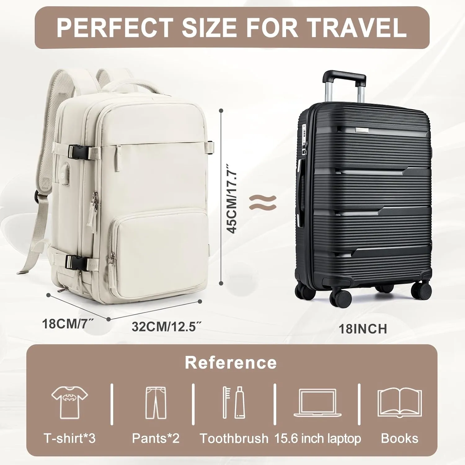 Large Travel Backpack for Women Men, Waterproof Carry on Backpack for Flight Approved, Mochila de Viaje Personal Item Luggage Backpacks with Shoce Compartment, Bulto de Viaje Tiktok Backpacks