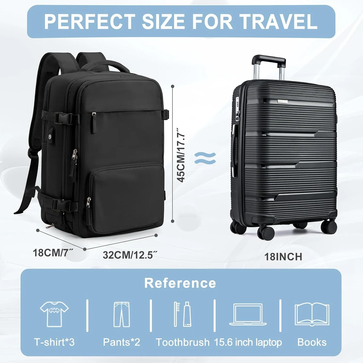 Large Travel Backpack for Women Men, Waterproof Carry on Backpack for Flight Approved, Mochila de Viaje Personal Item Luggage Backpacks with Shoce Compartment, Bulto de Viaje Tiktok Backpacks