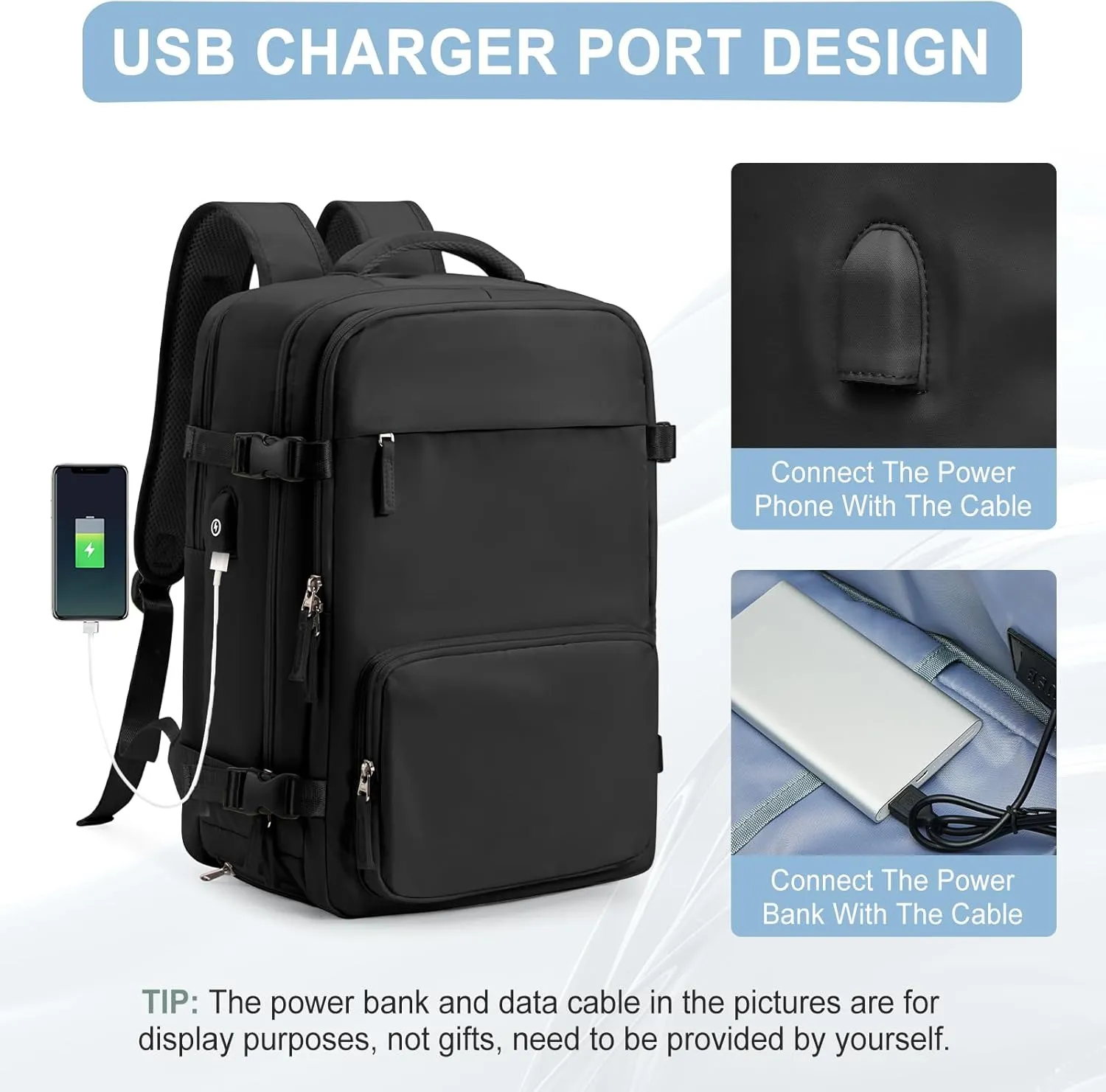 Large Travel Backpack for Women Men, Waterproof Carry on Backpack for Flight Approved, Mochila de Viaje Personal Item Luggage Backpacks with Shoce Compartment, Bulto de Viaje Tiktok Backpacks