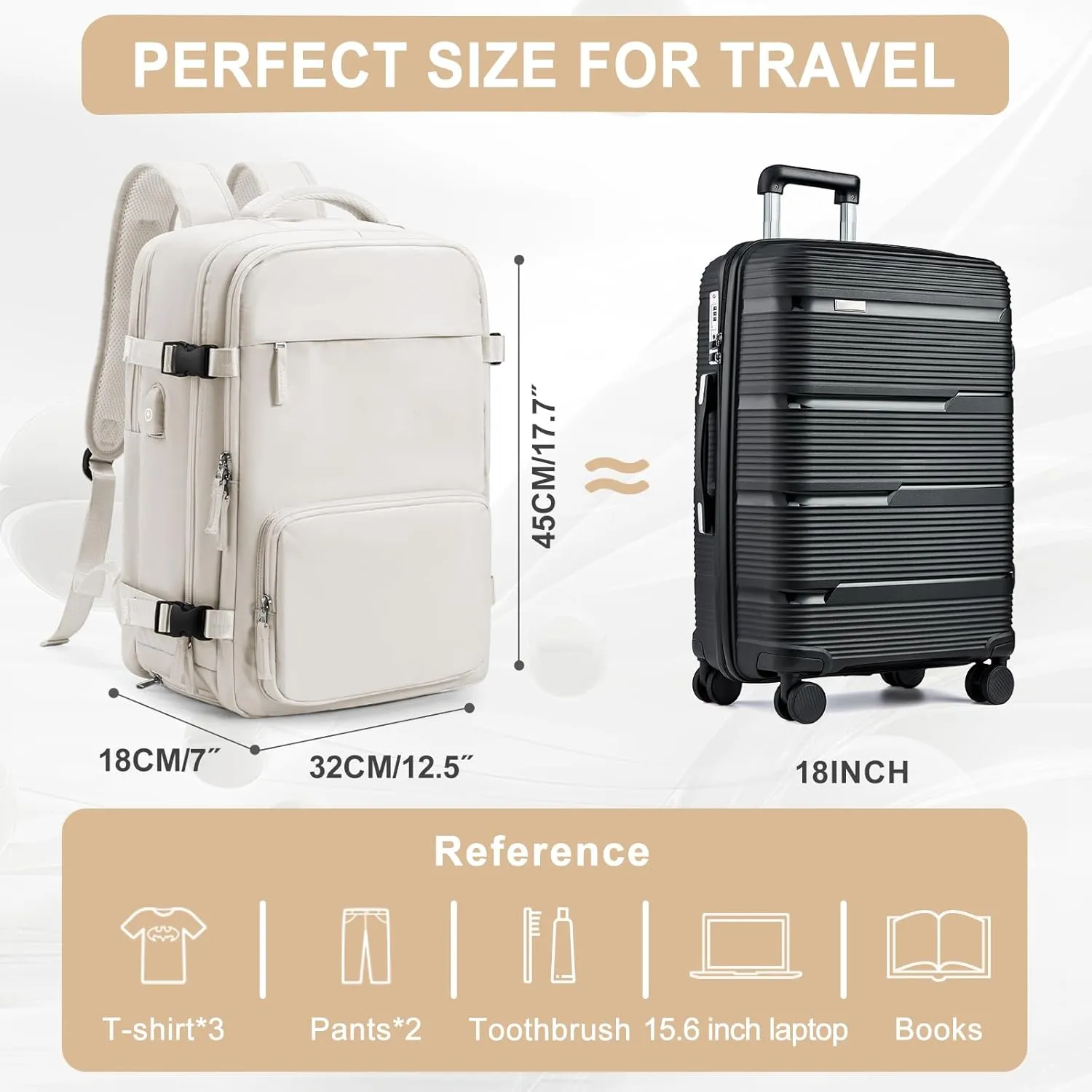 Large Travel Backpack for Women Men, Waterproof Carry on Backpack for Flight Approved, Mochila de Viaje Personal Item Luggage Backpacks with Shoce Compartment, Bulto de Viaje Tiktok Backpacks