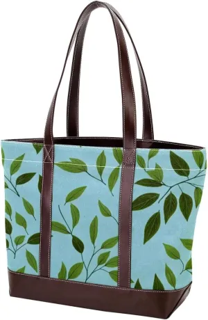 Leaf-460 Tote Bags Durable Leather Canvas Purses and Handbags for Women Top Handle Shoulder Satchel Hobo Bags