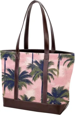 Leaf-469 Tote Bags Durable Leather Canvas Purses and Handbags for Women Top Handle Shoulder Satchel Hobo Bags
