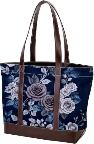 Leaf Art-793 Tote Bags Durable Leather Canvas Purses and Handbags for Women Top Handle Shoulder Satchel Hobo Bags