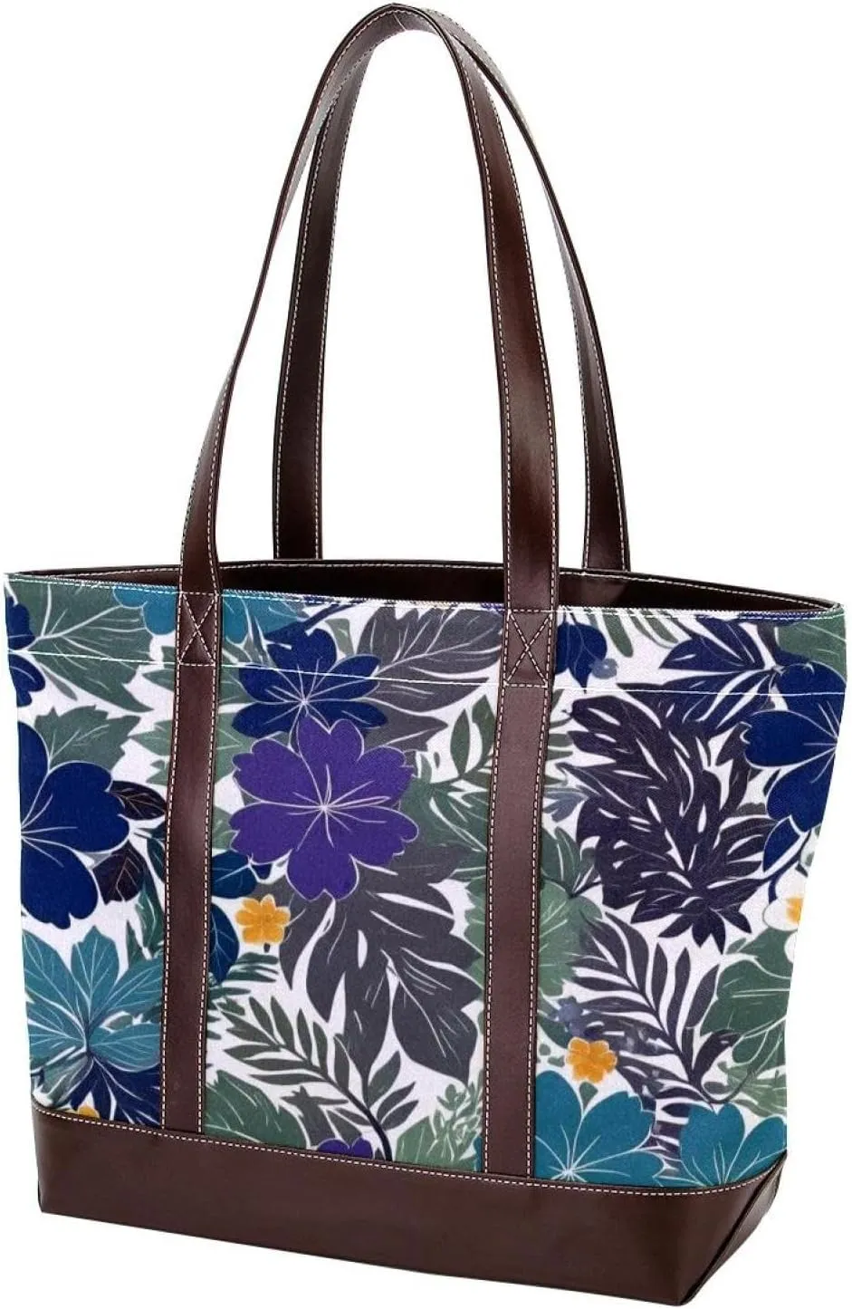 Leaf Art-823 Tote Bags Durable Leather Canvas Purses and Handbags for Women Top Handle Shoulder Satchel Hobo Bags