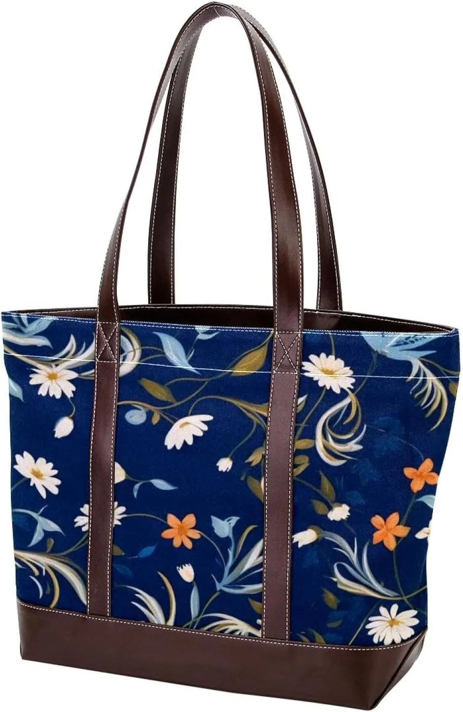 Leaf Art-826 Tote Bags Durable Leather Canvas Purses and Handbags for Women Top Handle Shoulder Satchel Hobo Bags