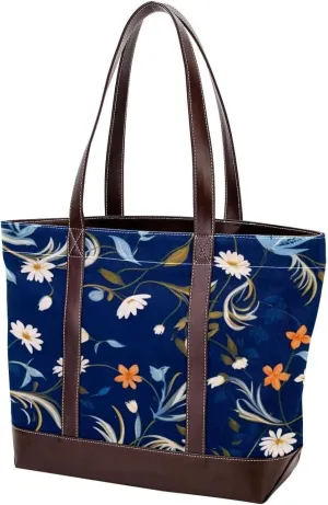 Leaf Art-826 Tote Bags Durable Leather Canvas Purses and Handbags for Women Top Handle Shoulder Satchel Hobo Bags