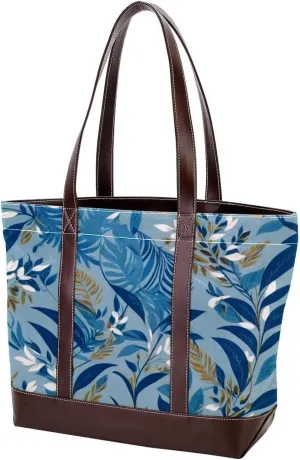 Leaf Art-838 Tote Bags Durable Leather Canvas Purses and Handbags for Women Top Handle Shoulder Satchel Hobo Bags