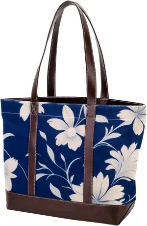 Leaf Art-847 Tote Bags Durable Leather Canvas Purses and Handbags for Women Top Handle Shoulder Satchel Hobo Bags