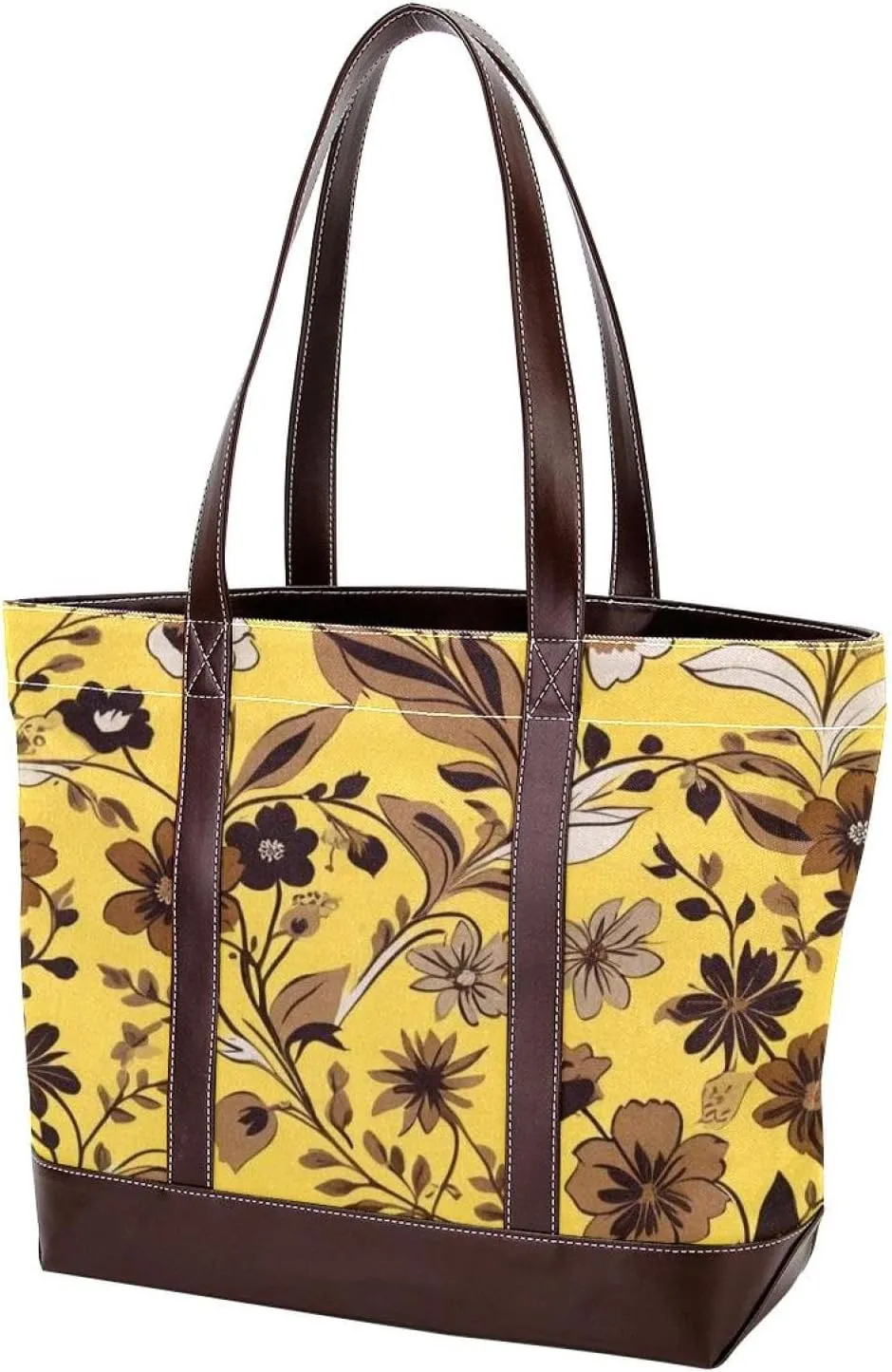 Leaf Art-862 Tote Bags Durable Leather Canvas Purses and Handbags for Women Top Handle Shoulder Satchel Hobo Bags