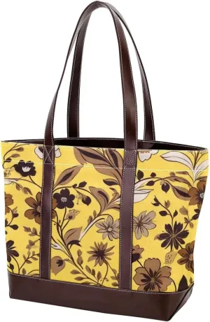 Leaf Art-862 Tote Bags Durable Leather Canvas Purses and Handbags for Women Top Handle Shoulder Satchel Hobo Bags