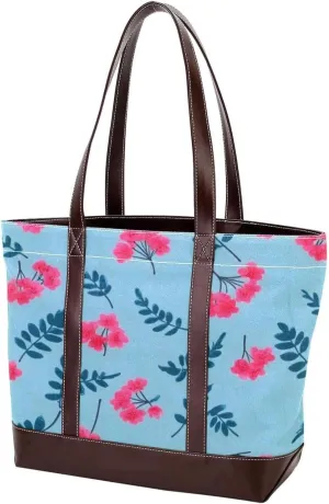 Leaf Art-871 Tote Bags Durable Leather Canvas Purses and Handbags for Women Top Handle Shoulder Satchel Hobo Bags