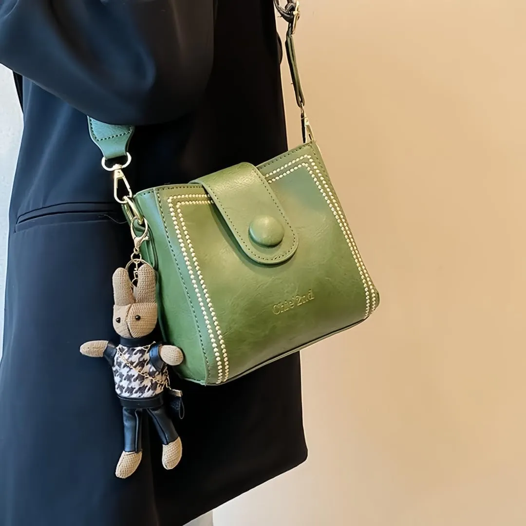 Leather Bucket Bag for Women, Vintage Small Bucket Bag - Convertible Shoulder Crossbody, Spacious Travel Tote