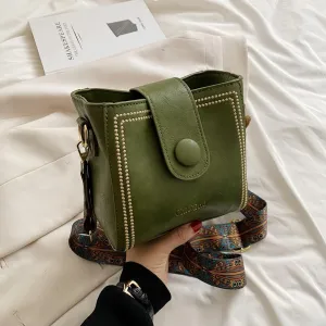Leather Bucket Bag for Women, Vintage Small Bucket Bag - Convertible Shoulder Crossbody, Spacious Travel Tote