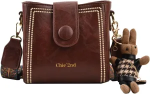 Leather Bucket Bag for Women, Vintage Small Bucket Bag - Convertible Shoulder Crossbody, Spacious Travel Tote