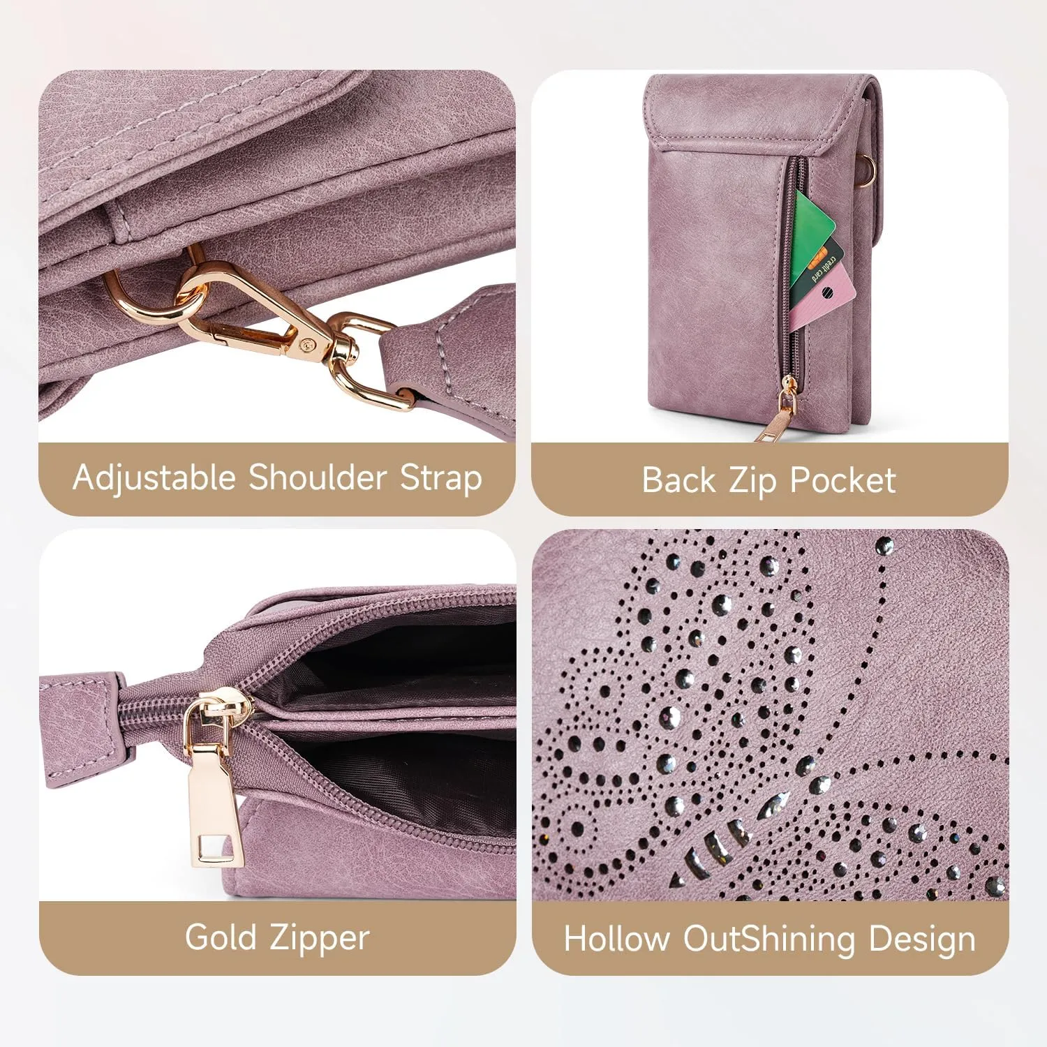Leather Small Crossbody Bags for Women Trendy Cell Phone Bag Wallet Purses Butterfly Design