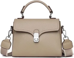 Leather Top Handle Handbag for Women, Small Flap Shoulder Bags Vintage Satchels Fashion Crossbody Clutch Purse
