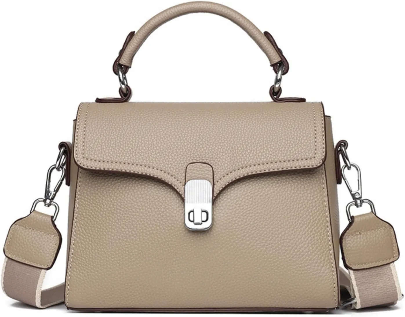 Leather Top Handle Handbag for Women, Small Flap Shoulder Bags Vintage Satchels Fashion Crossbody Clutch Purse