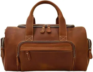 Leather Trim Weekender Bag for Men Waterproof Oversized Carry On Duffel Air Travel Spacious Garment