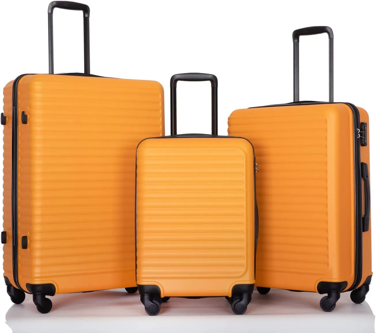 Lightweight 3-Piece Luggage Set for Stress-Free Travel, Durable and Spacious with Spinner Wheels, Orange