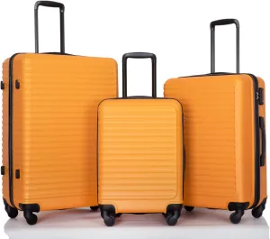 Lightweight 3-Piece Luggage Set for Travel, Durable and Spacious with 360 Spinner Wheels, Orange