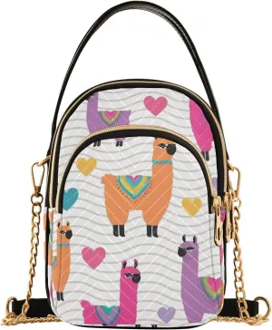 Llamas Hearts Beige Crossbody Bags Purses Trendy Shoulder Handbags Quilted Travel Satchel Tote for Purse Ladies Women
