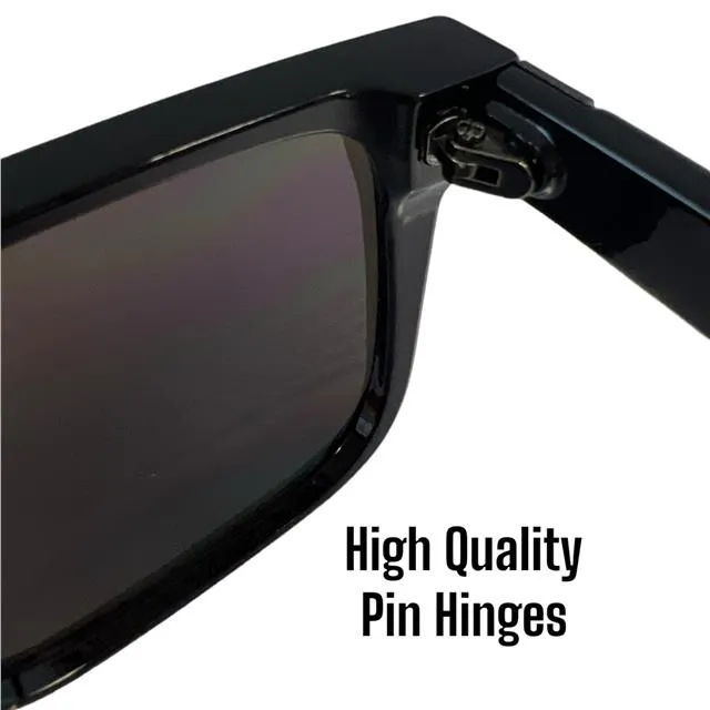 Locs Black Oversized Shield Sunglasses with One piece mirror lens