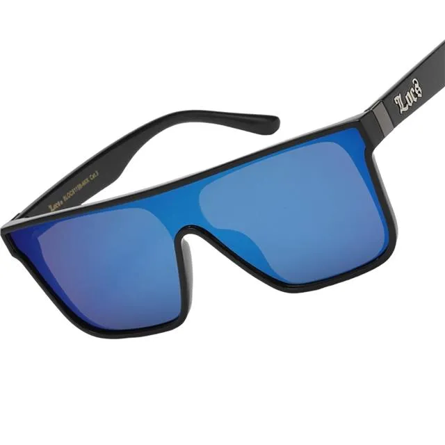 Locs Black Oversized Shield Sunglasses with One piece mirror lens