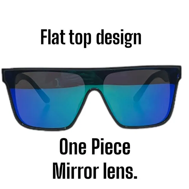 Locs Black Oversized Shield Sunglasses with One piece mirror lens