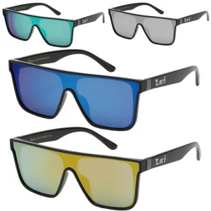 Locs Black Oversized Shield Sunglasses with One piece mirror lens