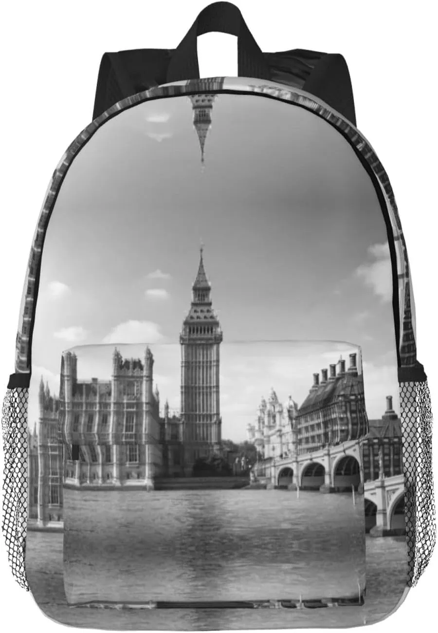 London Print Adult Lightweight 15in Backpack Travel Hiking Essentials Laptop Bag Day Backpacks