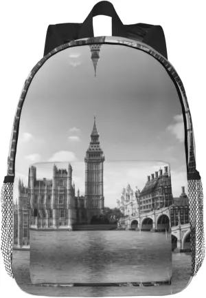 London Print Adult Lightweight 15in Backpack Travel Hiking Essentials Laptop Bag Day Backpacks
