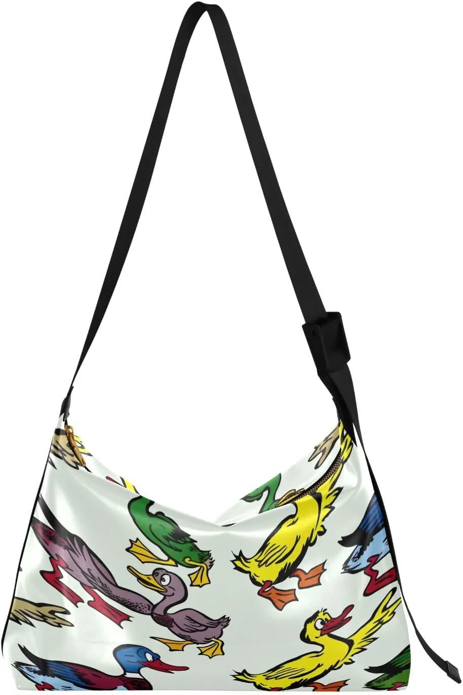 Lovely Ducks Hobo Crossbody Bags for Women Leather Large Shoulder Bag Cross Body Cartoon Artistic Trendy Womens Tote Bags Handbag for Travel Shopping