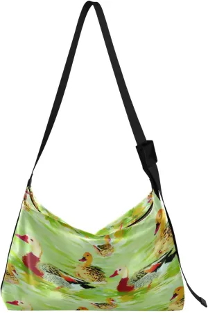 Lovely Ducks Hobo Crossbody Bags for Women Leather Large Shoulder Bag Cross Body Watercolor Artistic Trendy Womens Tote Bags Handbag for Travel Shopping
